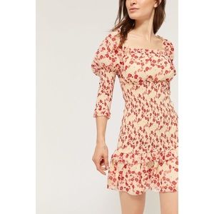 Keepsake Charmed Floral Puff Sleeve Smocked Dress